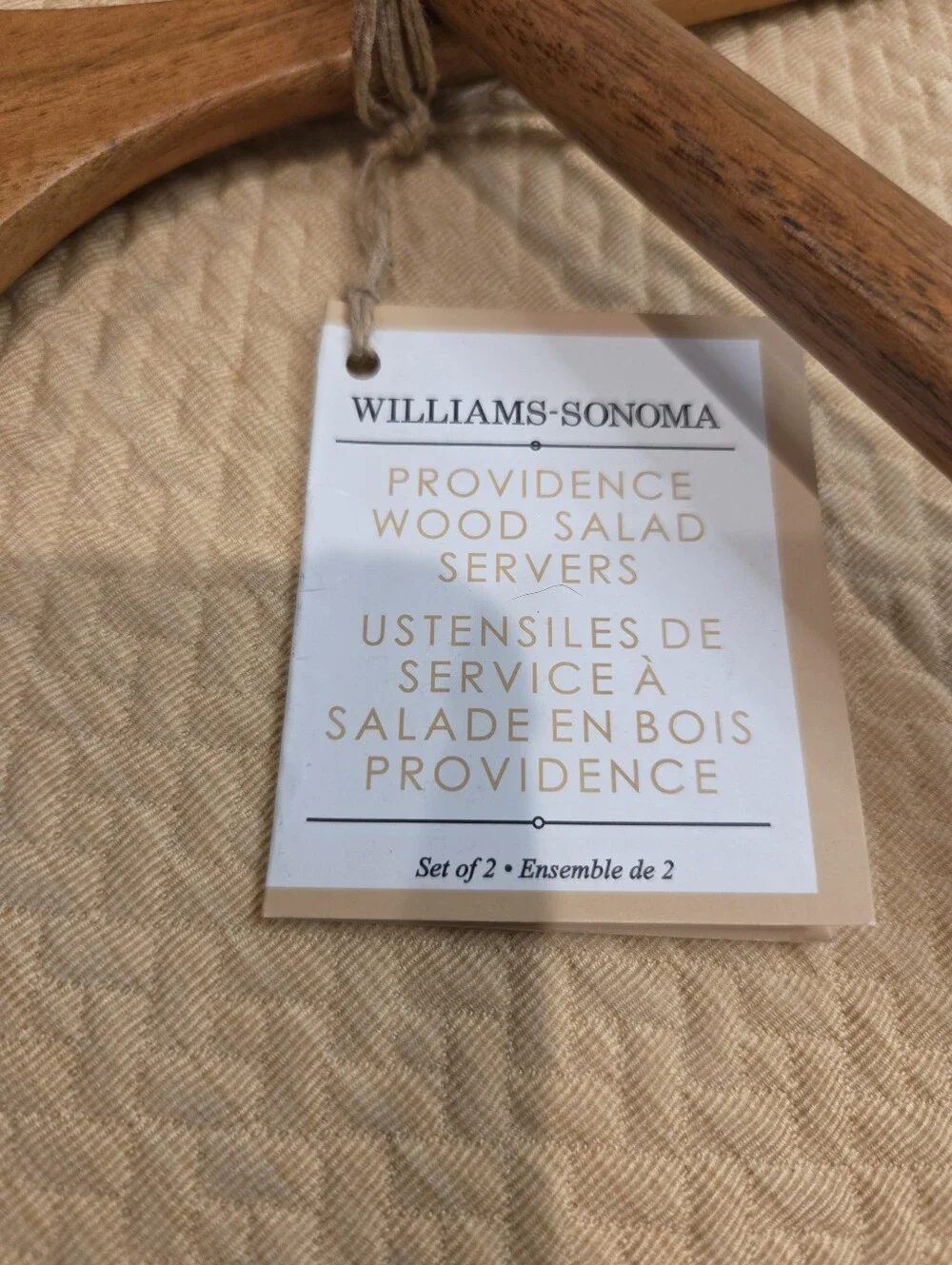 New William Sonoma Providence Wooden Rustic Salad Servers